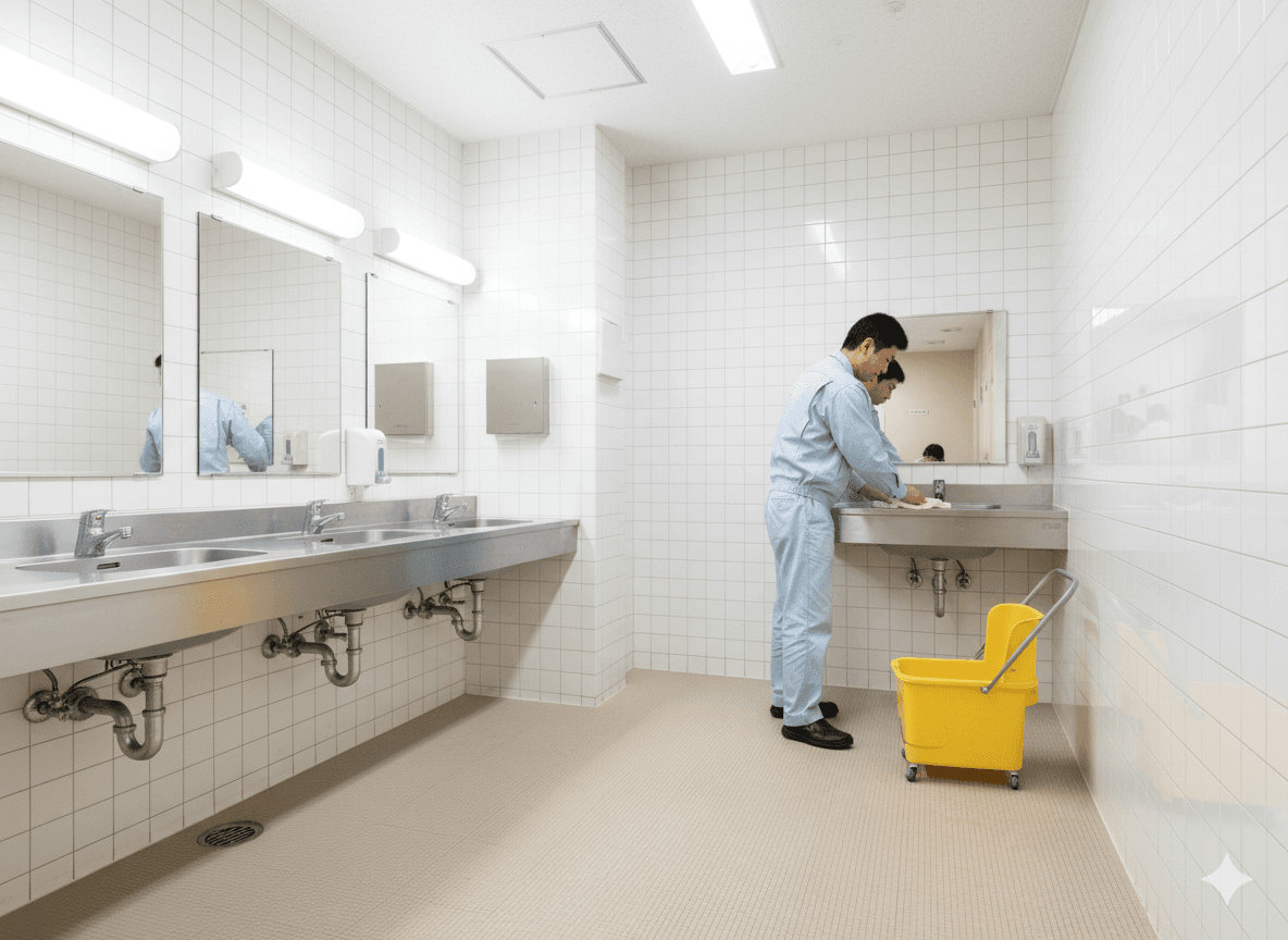 ビル清掃作業の様子