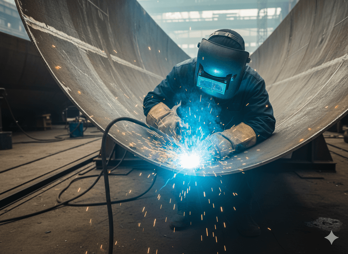 造船所での溶接作業